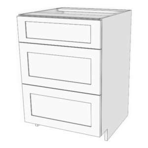 Base cabinet with short (7"h) top drawer and 2 large (12"h) drawers: 12" to 30" wide, 34 3/4" high, 23 5/8" deep.
