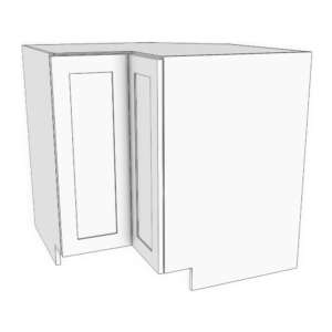 Base corner cabinet with bifold door. 32 to 36" wide with 23 5/8" sides, 34 3/4" high. 1 adjustable shelf.