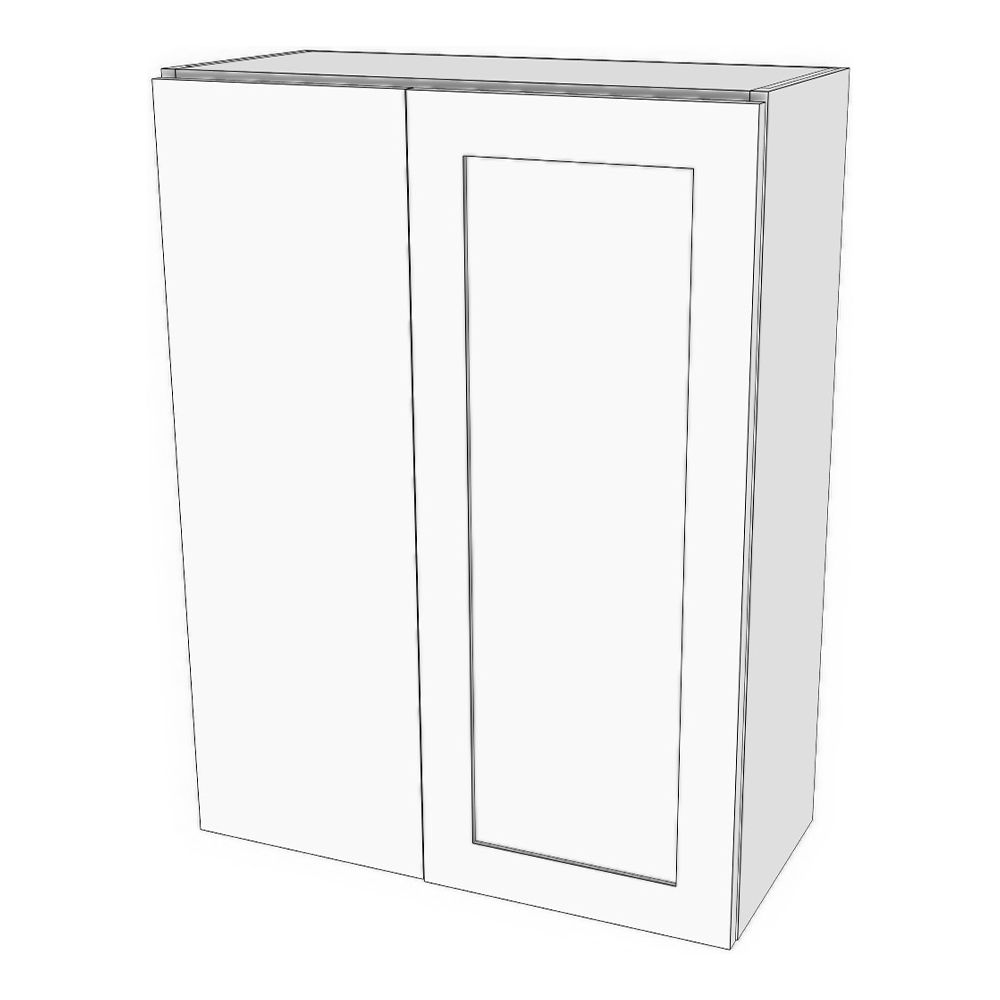 Wall corner blind left cabinet. 21" to 33" wide 12" deep, 36" high. Door on right with 12" blind panel on left. Designed to install 3" away from wall corner. Modifying cabinet width modifies door width. Panel size will stay the same. 3 adjustable shelves.