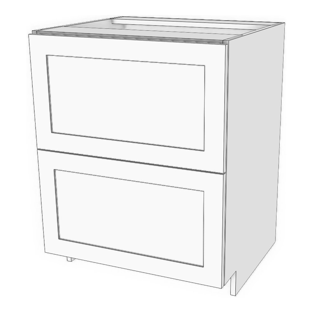 Base cabinet with 2 oversize (15 1/4"h) drawers: 21" to 30" wide, 34 3/4" high, 23 5/8" deep. Both drawers have heavy duty glides.