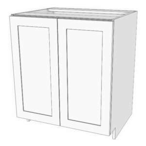 Base cabinet with full height doors: 22" to 36" wide, 34 3/4" high, 23 5/8" deep. 2 adjustable shelves.